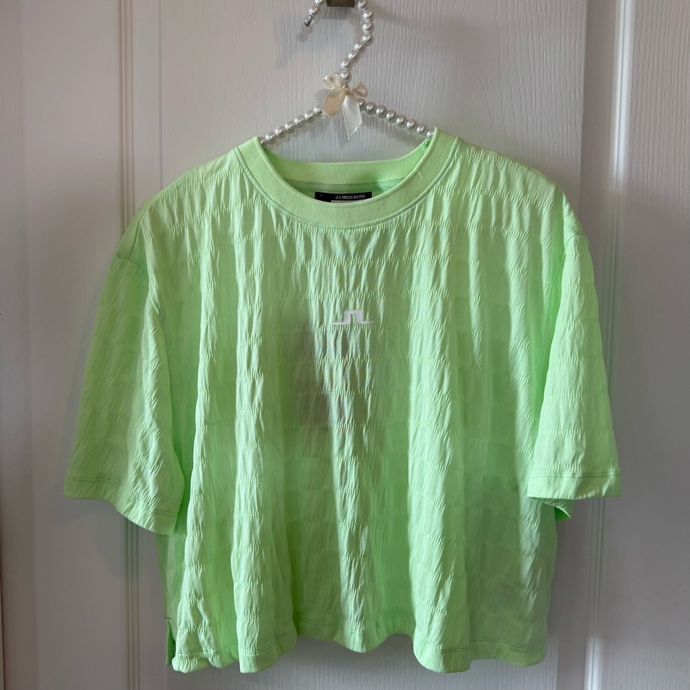 J.Lindeberg Patina Green Aurelia Boxy Crop Tee